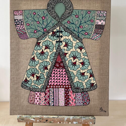 Peinture sur toile - habit d'inspiration asiatique