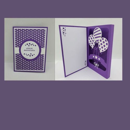 Carte pop up - ballons surprises - violet