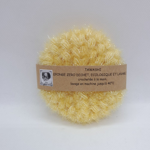 Nouvelle eponge durable et multi-usage ronde - jaune paille