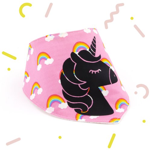 Bavoir Bebe Bandana Avec Une Belle Licorne Sur Tissu Un Rose Et Des Arc En Ciel Doublure Nid D Abeille Cadeau Pour Bebe Taille 0 24 Mois Un Grand Marche