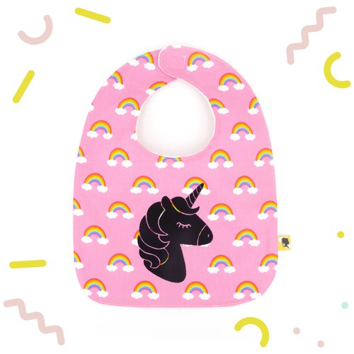 Bavoir Bebe Une Jolie Licorne Sur Tissu Rose Avec Des Arc En Ciel Doublure Nid D Abeille Un Cadeau Original Pour Bebe Taille 0 24 Mois Un Grand Marche