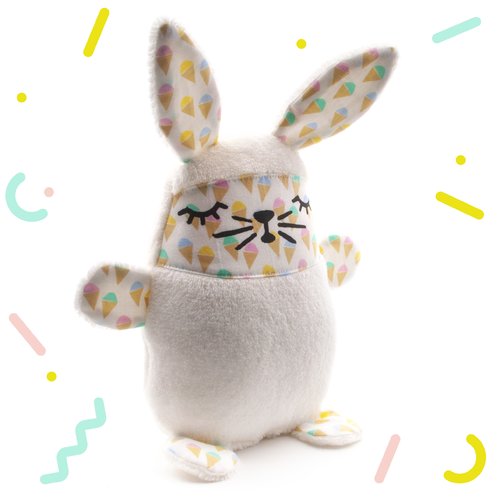 Doudou Bebe Peluche Lapin Blanc Avec Des Glaces Roses Cadeau Naissance Original Bebe Pour Une Baby Shower Rentree 15x7x19 Cm Un Grand Marche