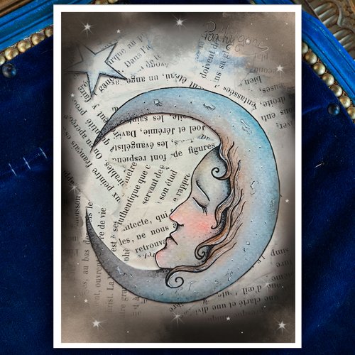 Luna étoilée ~ carte / print