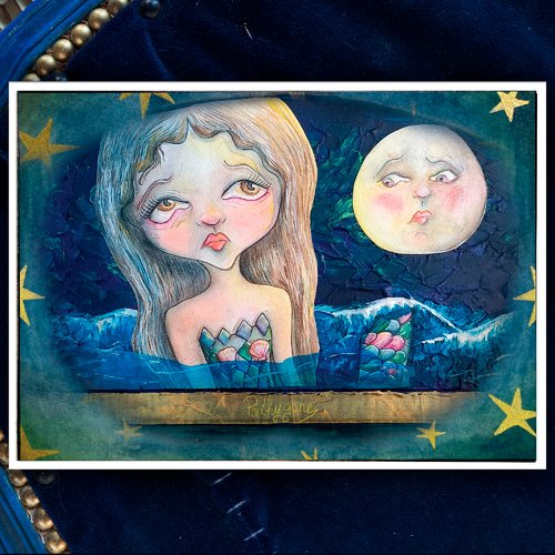 Sirène et lune ~ carte / print