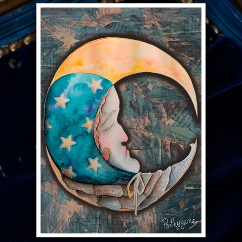 Luna étoilée ~ carte / print