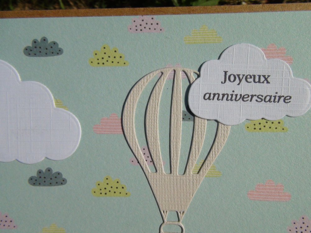 Carte Anniversaire Bebe Ou Enfant Theme Nuage Et Montgolfiere Un Grand Marche