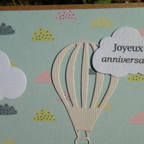Carte Anniversaire Bebe Ou Enfant Theme Nuage Et Montgolfiere Un Grand Marche