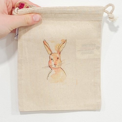 Pochon "lapin" 20x15cm coton bio 155g/m² | illustration
