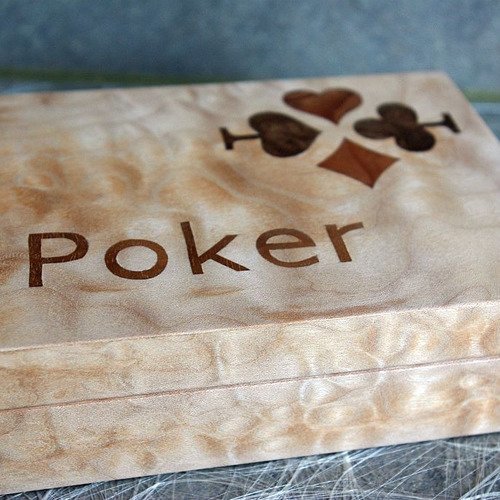 Poker / coffret pour 2 jeux de cartes en  marqueterie