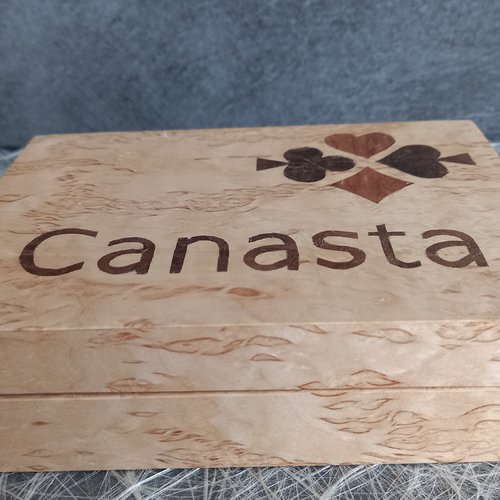 Canasta /coffret  pour 2 jeux de cartes/loupe d'érable