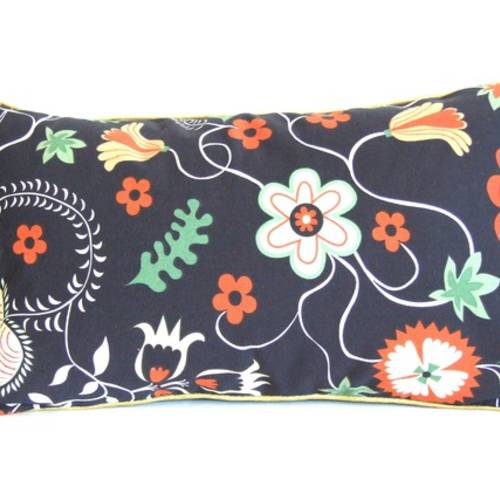 Housse de coussin 30 x 50 cm, taie d'oreiller, vert, noir, fleurs, passepoil doré, rétro, original, élégant Housse de coussin 30 x 50 cm, taie d'oreiller, vert, noir, fleurs, passepoil doré, rétro, original, élégant