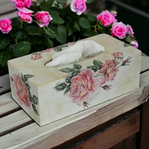 1 boite a mouchoirs bouquet de roses - fleurs