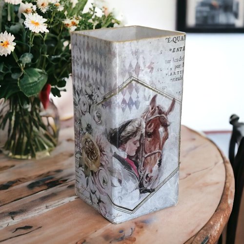 1 lampe a poser en verre - chevaux - lady
