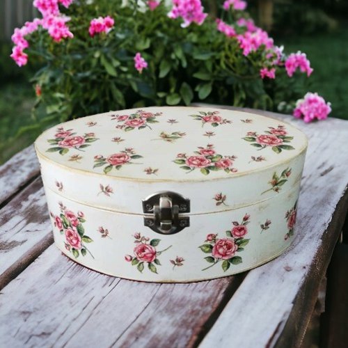 1 coffret ovale fleurs romantiques