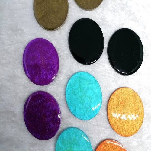 Lot de cabochons en bois résiné ovale de 40 x 50mm, pour créations diverses