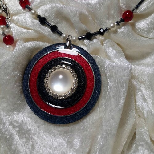 Parure bracelet et collier élégant anthracite et rouge carmin,pendentif métal strass avec hématite et verre ,bijoux fait main