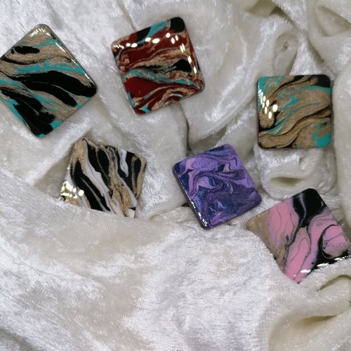 Lot de 6 pièces créations carré en bois résiné ,fourniture fait main