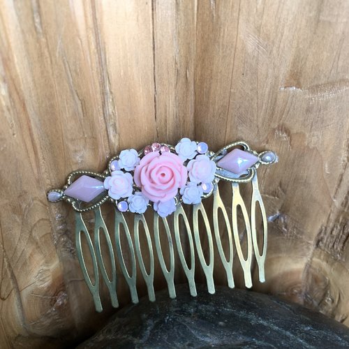 Accessoire coiffure bouquet de roses pastel