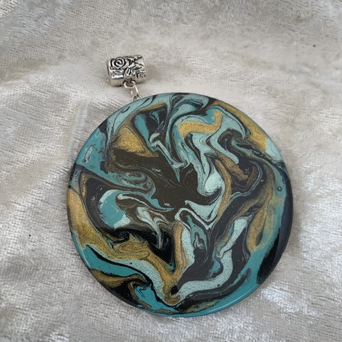 Gros pendentif esprit bohème noir multicolore
