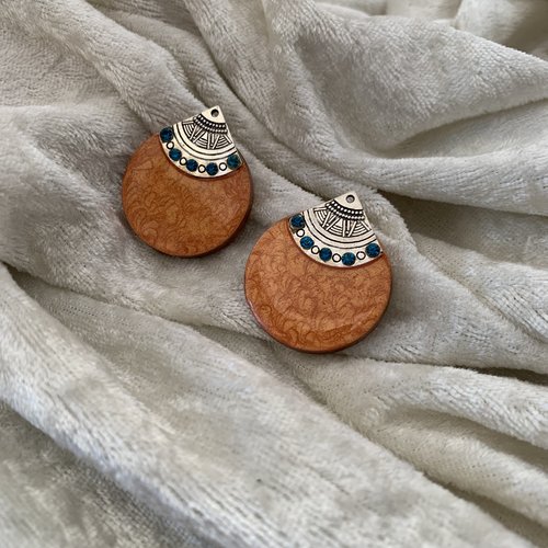Lot de 2 petits pendentifs orange en bois résiné