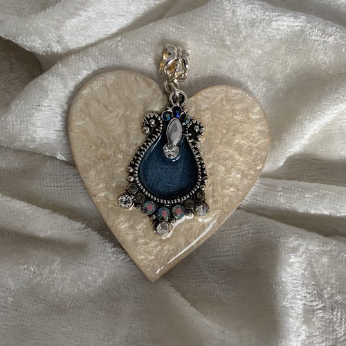 Pendentif cœur nacré argenté