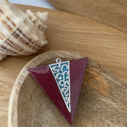 Pendentif prune argenté triangle
