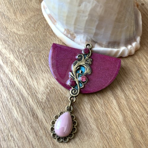 Pendentif prune bronze fait main