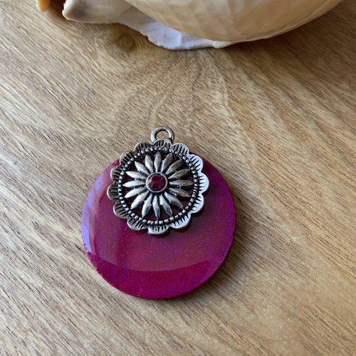 Pendentif rose indien argenté