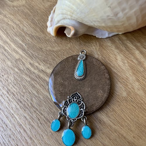 Pendentif marron turquoise