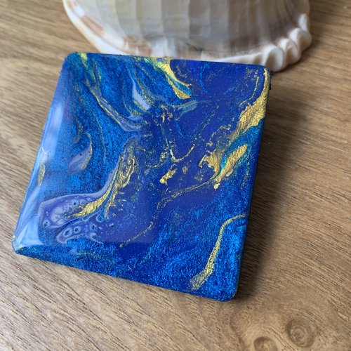 Pendentif carré camaïeu bleu