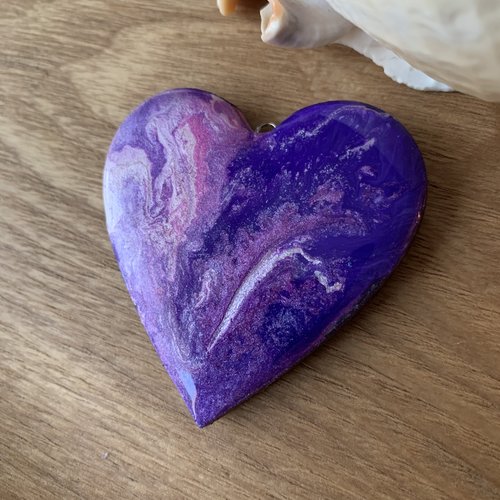 Pendentif cœur camaïeu violet