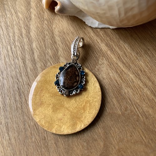 Pendentif jaune soleil bois et strass