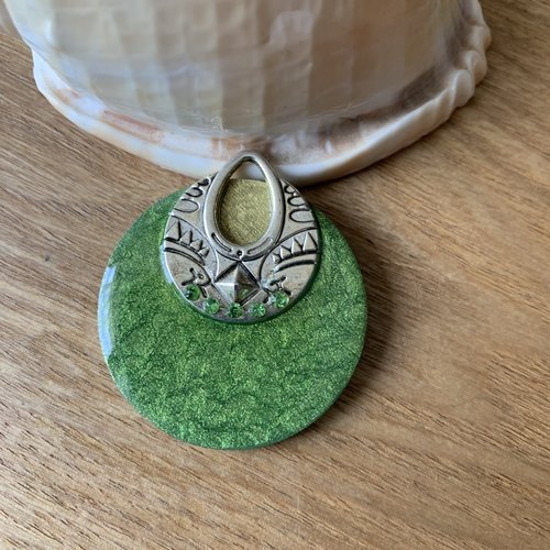 Pendentif camaïeu vert 40 mm