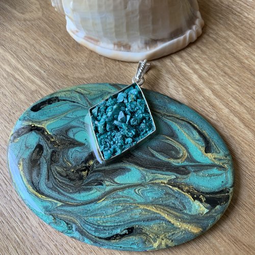 Gros pendentif unique turquoise vert pour création bijoux