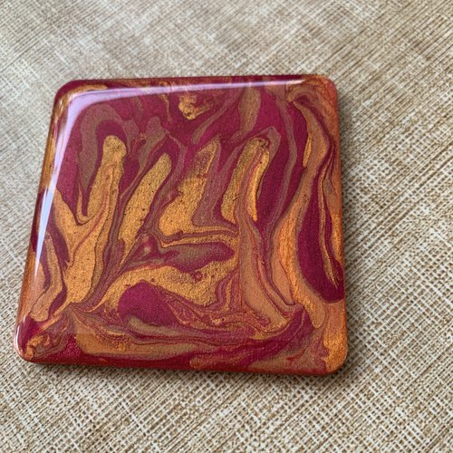 Grand cabochon carré 55 mm fuchsia orange pour créations diverses