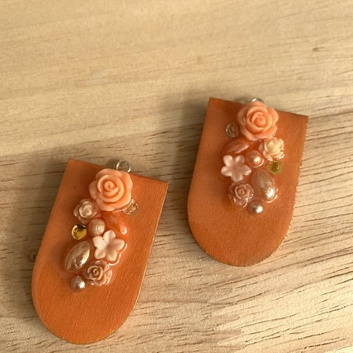 Duo de pendentifs pour bijoux camaïeu orange