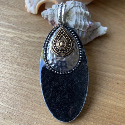 Pendentif unique noir argenté pour création bijoux