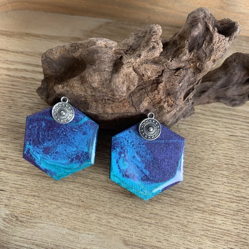 Pendentifs pour créations bijoux camaïeu bleu