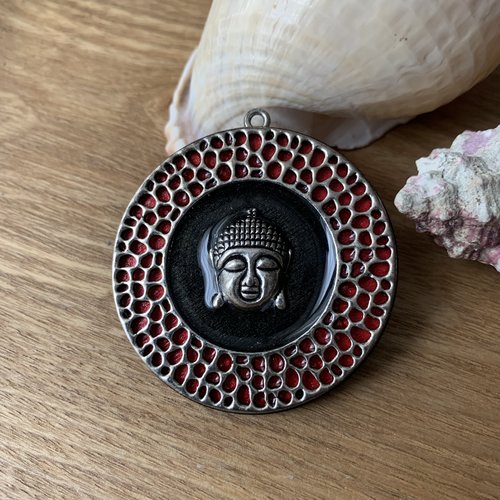 Pendentif unique fait main noir argenté