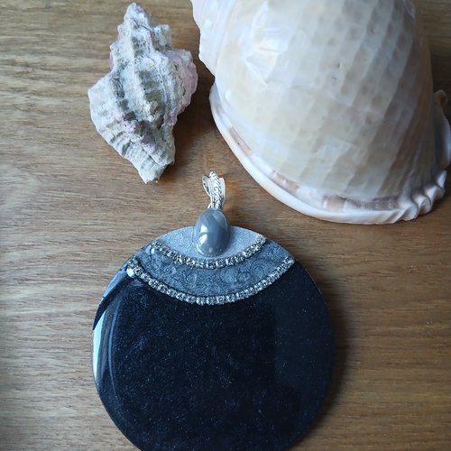 Gros pendentif bois céramique pour créations bijoux (pc65)