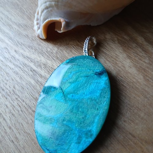 Pendentif oval camaïeu turquoise pour créations bijoux