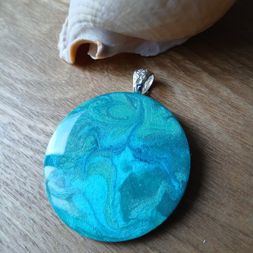 Pendentif camaïeu turquoise pour créations bijoux