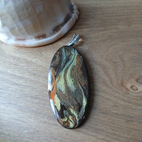 Pendentif marron multicolores fait main