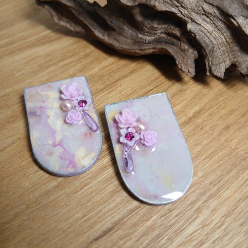 Duo de pendentifs camaïeu rose floral (réservé f)