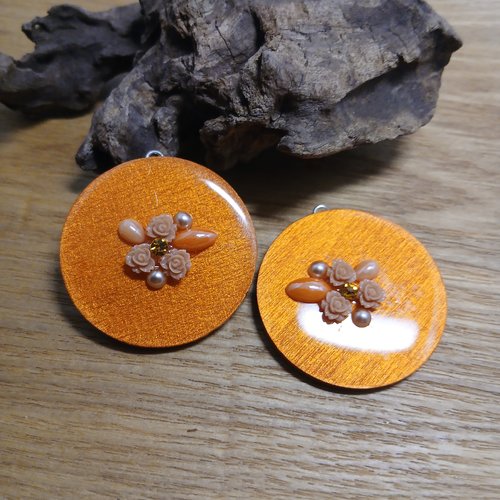 Duo de pendentifs douceur florale orangé