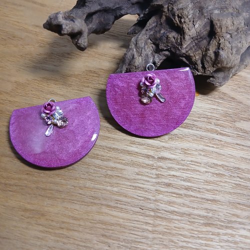 Duo de pendentifs harmonie rose intense