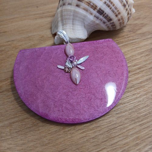 Grand pendentif harmonie rose intense