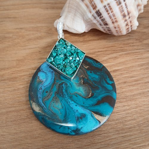 Gros pendentif multicolores turquoise