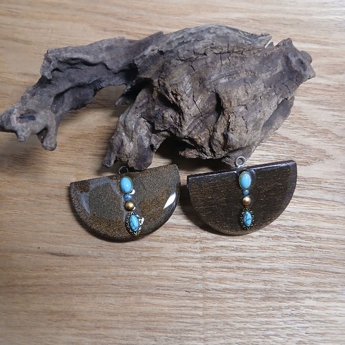 Pendentifs marron turquoise fait main