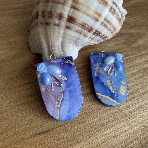 Duo de pendentifs bleu lavande
